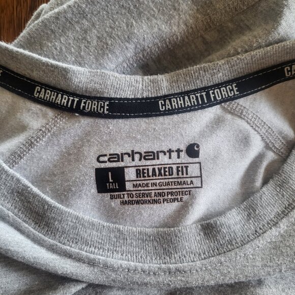 Carhartt Long Sleeve Crewneck Pocket Tee Gray Large Tall - Picture 7 of 8